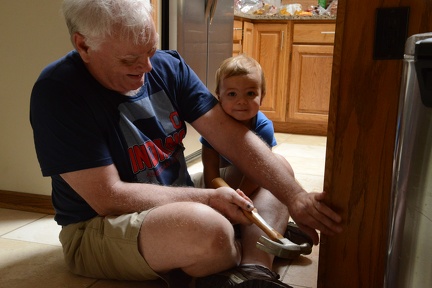 Helping Grandpa fix the kitchen island5
